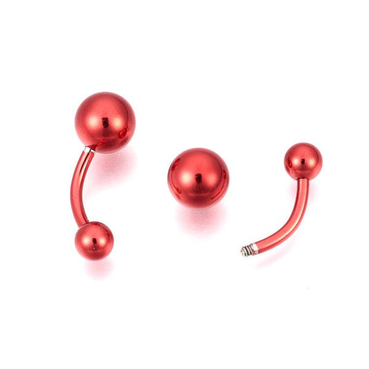 Piercing acier chirurgical nombril rouge