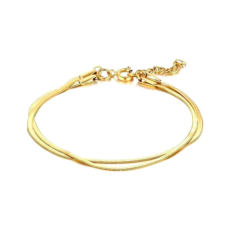 Bracelet pour femme - double chaîne serpent