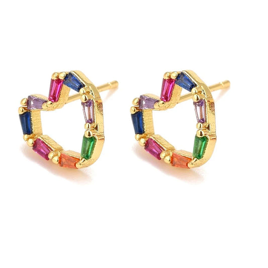 Boucles d'oreilles cœur zirconiums couleurs