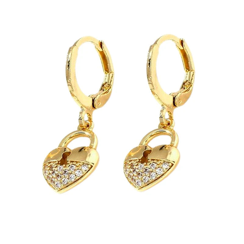 Boucles d'oreilles cœur cadenas avec serrure