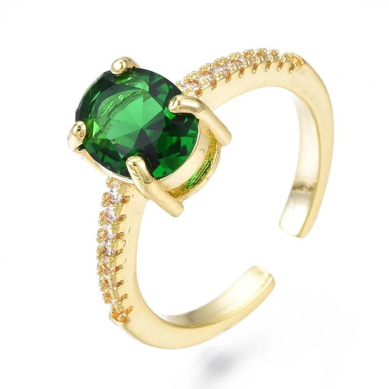 Bague femme réglable diamant CZ vert