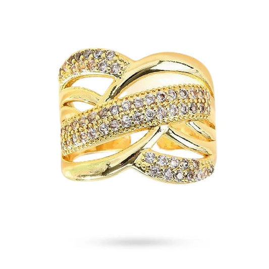 Bague femme réglable avec zirconiums sertis