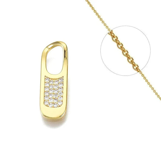 Collier chaîne et son pendentif fermeture éclair serti de zirconiums