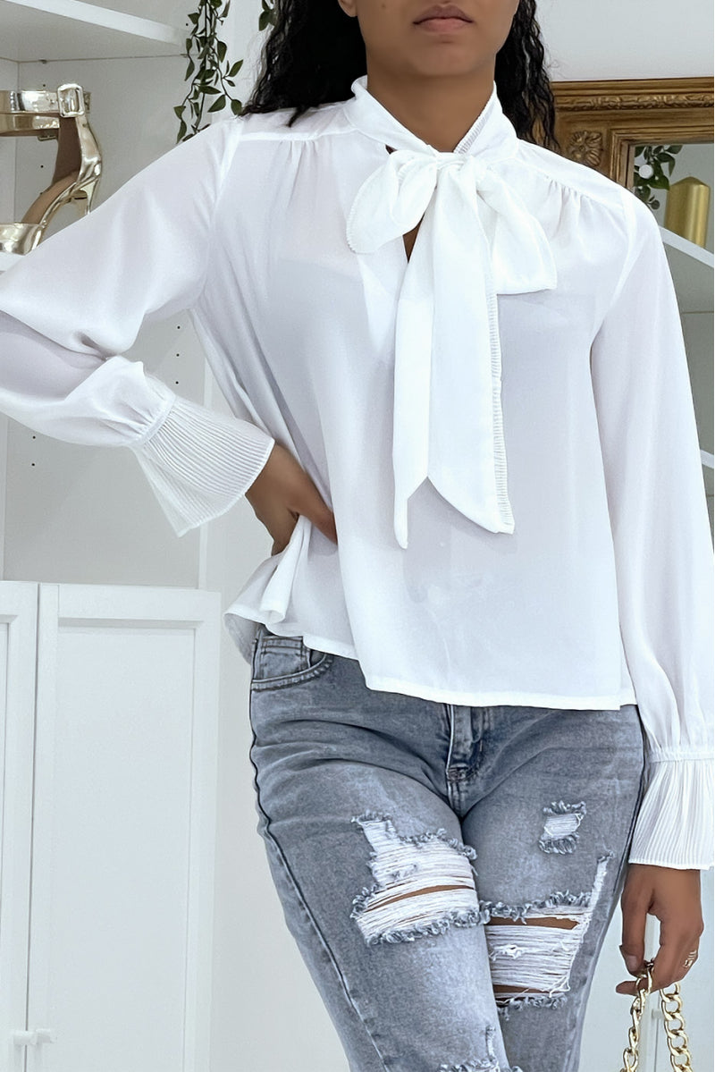 Blouse fluide blanche à manches longues