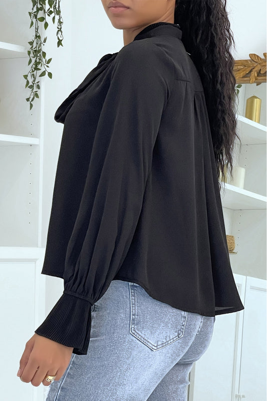 Blouse fluide noire à manches longues